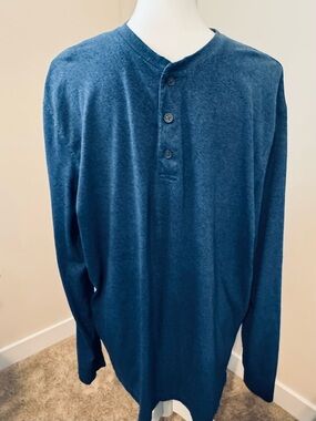 croft & barrow Men's Long-Sleeve Henley - Deep Navy Blue